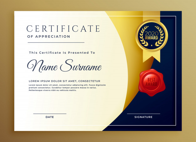 Elegant certificate of appreciatiom template design