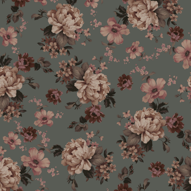 Elegant Floral Pattern on Grey Background