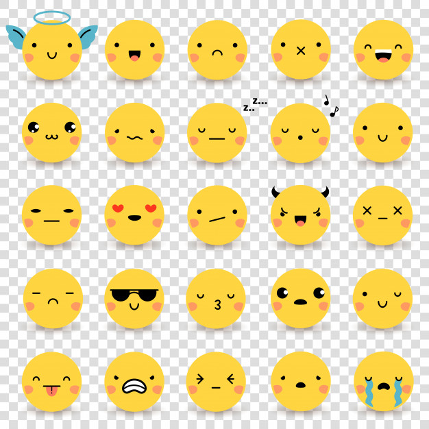 Emoticons transparent set Free Vector