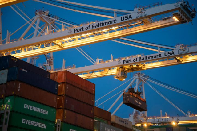 Evening Container Handling at Port of Baltimore