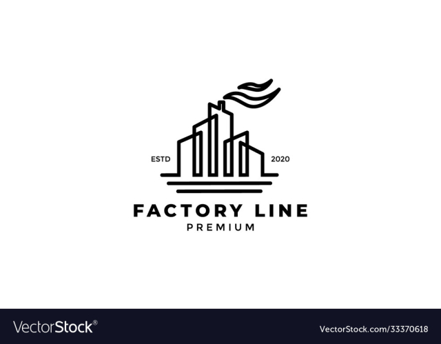 factory industry building modern logo design line