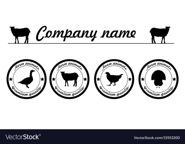 Farm animals silhouettes animals farm logo vector image
