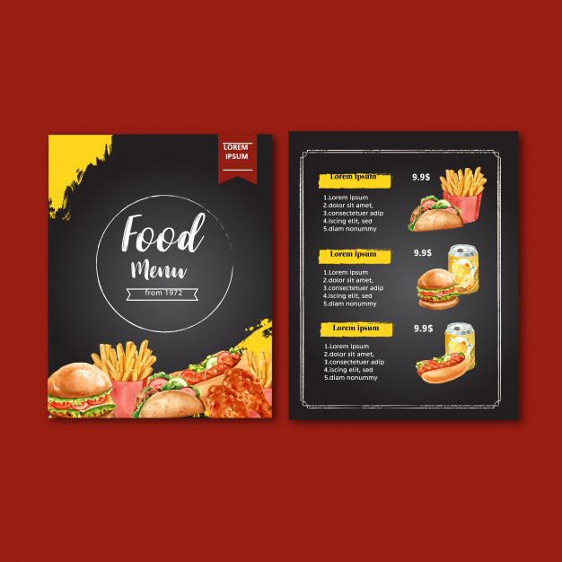 Fast food restaurant menu. frame border menu list appetizer food Free Vector