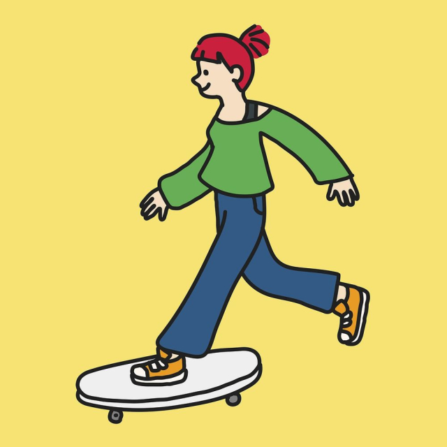 Female skateboarder clipart, hobby cute | Free Vector Illustration - rawpixel