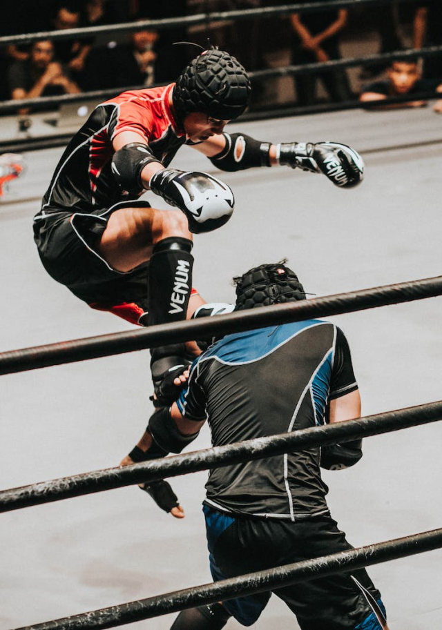 Fighter Doing Flying Kick
