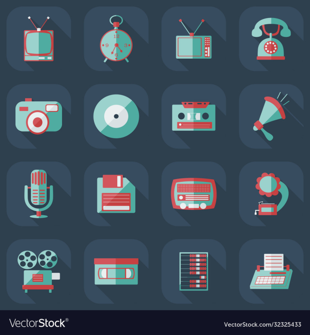 flat concept set modern design with shadow retro