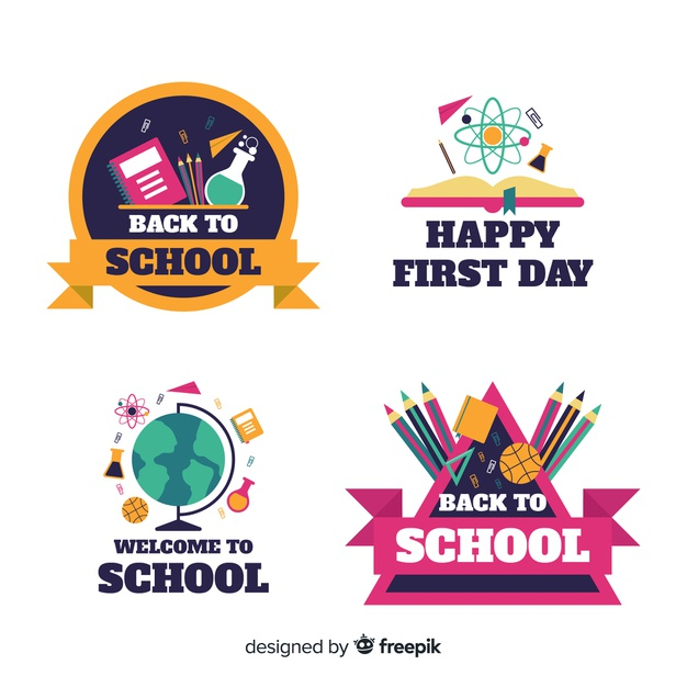 Flat design school logo collection Free Vector