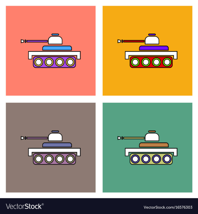 Flat icon design collection army tank vector image