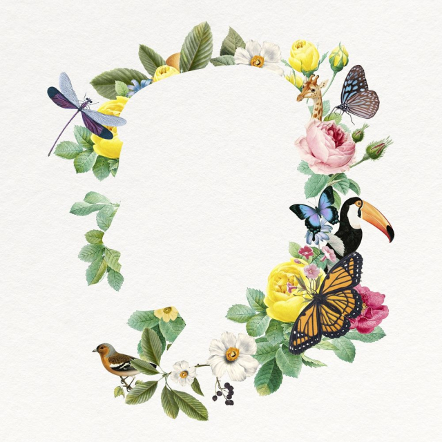 Floral portrait frame, surreal collage | Free Photo - rawpixel