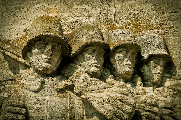 Four Soldier Stone Carved