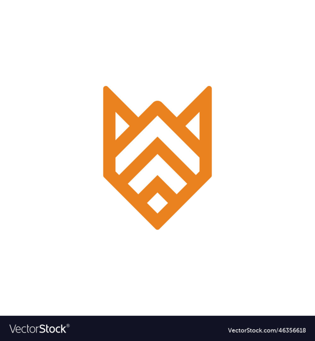fox logo template origami material design flat