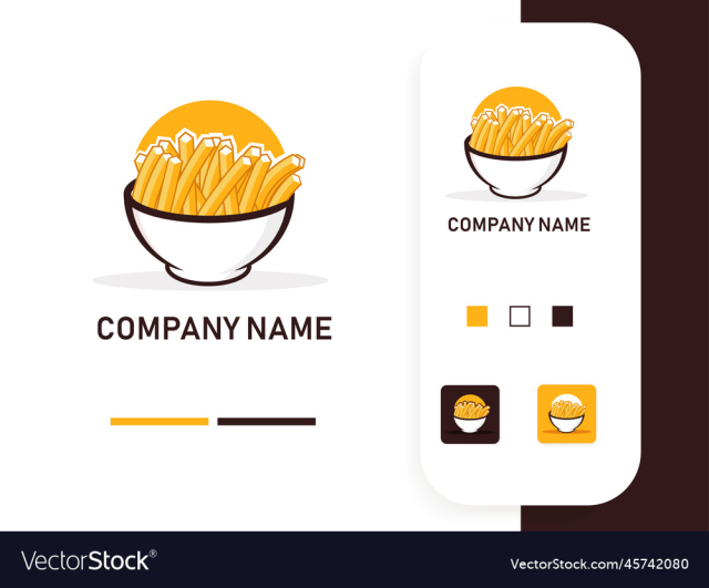 france fries bowl with sun logo design template