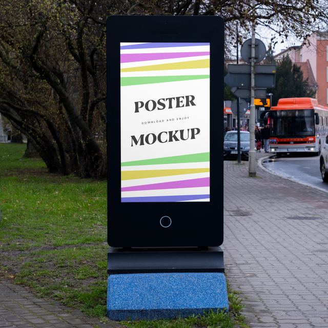 Free City Display Stand Mockup