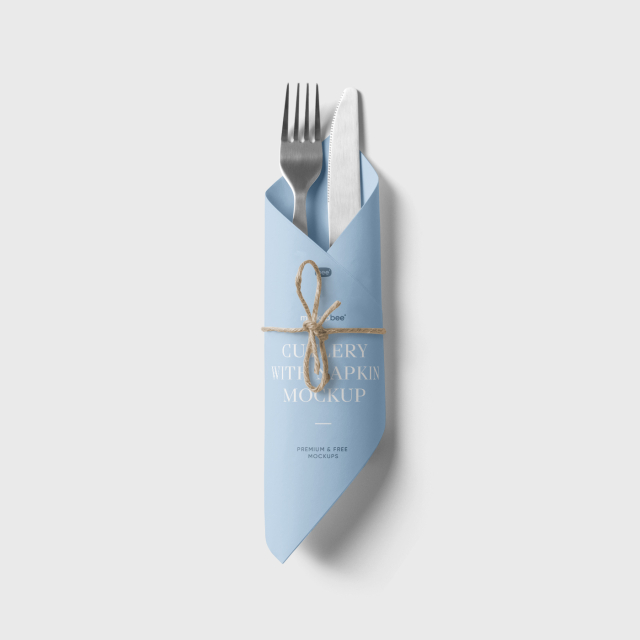 Free Cutlery with Napkin Mockup