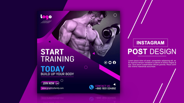 Free Instagram Fitness Business Model Post Design Template