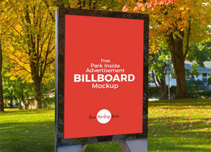 Free Park Inside Advertisement Billboard Mockup PSD free park inside advertisement billboard mockup