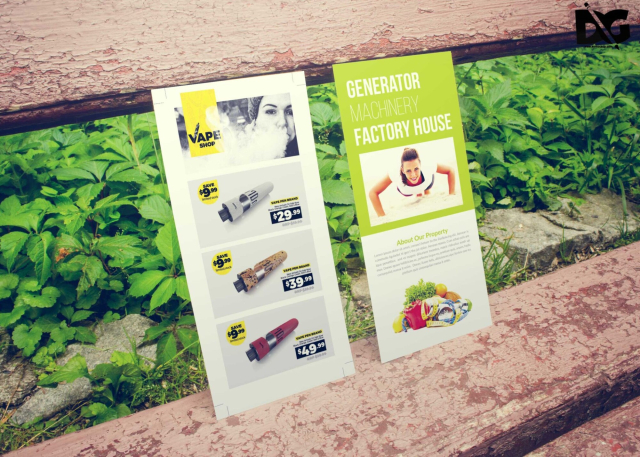 Free Wood Seat Supported DL Flyer PSD Mockup