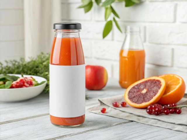 Fresh Orange and Vegetable Juice in a Bottle