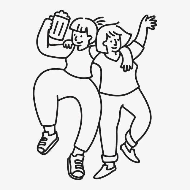 Friends celebrating doodle sticker, party | Free Vector Illustration - rawpixel