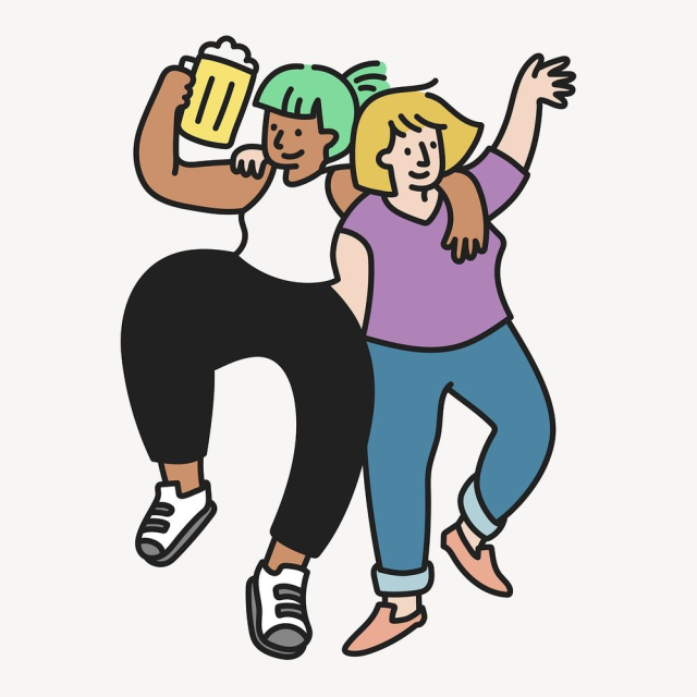 Friends partying cartoon sticker, celebration | Free PSD Illustration - rawpixel
