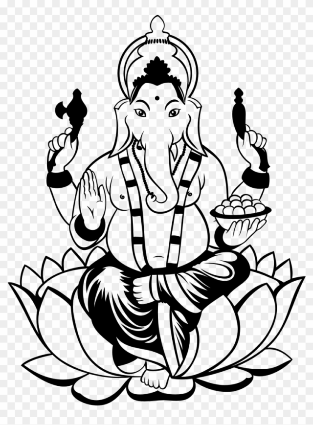 Ganesha Drawing Clip Art - Ganesh Black & White