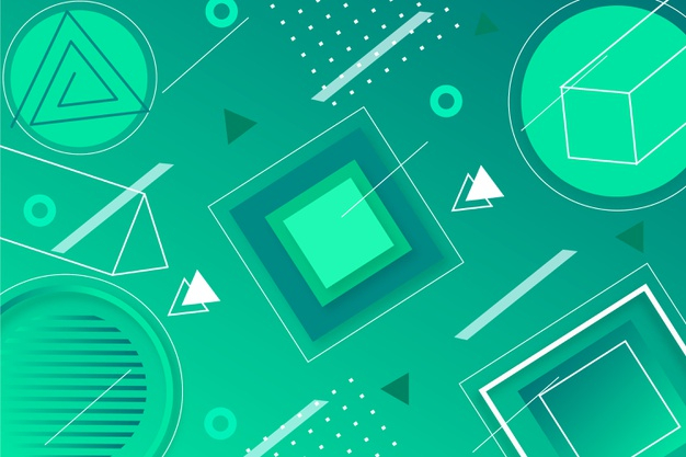 Geometric shapes wallpaper in green Free Vector