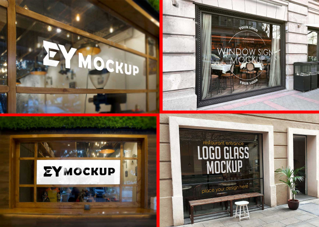 Glass Window Store Mockup (PSD)