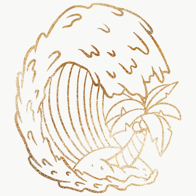 Glittery ocean waves with coconut tree sticker design element | Free transparent png - 2358606