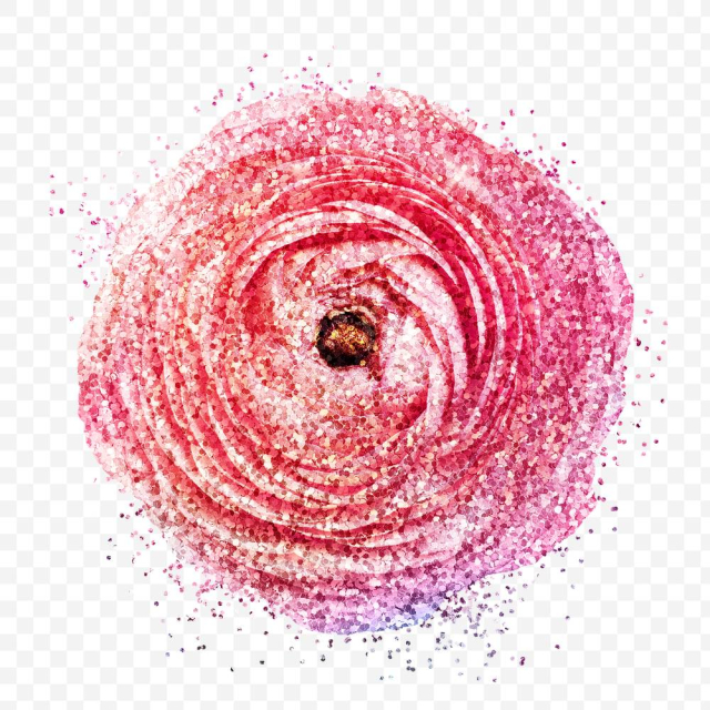 Glittery pink ranunculus flower sticker overlay design element | Free transparent png - 2350036