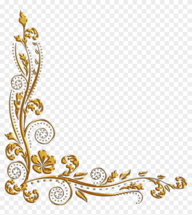 Gold Flower Border Png