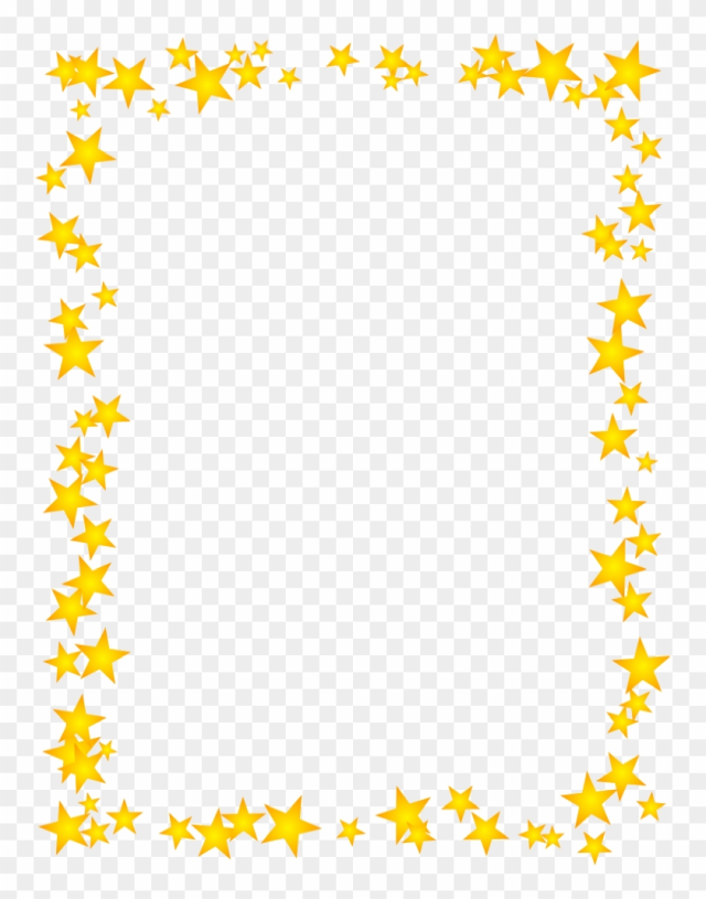 Gold Stars Scattered Border - Gold Star Border Clipart