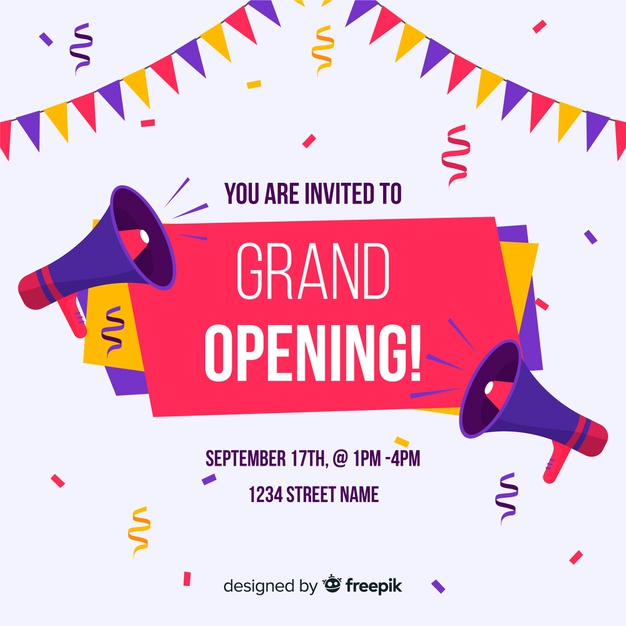 Grand opening background in flat style Free Vector