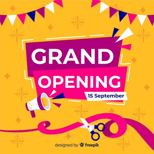 Grand opening background in flat style Free Vector