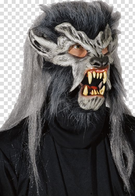 Gray wolf Mask Halloween costume Werewolf, mask transparent background PNG clipart