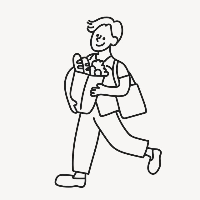 Grocery shopping guy clipart, house | Free Vector Illustration - rawpixel