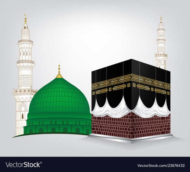 Gumbad e khazra and kaaba tullah vector image