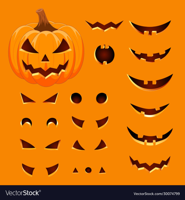 halloween pumpkin set emotion variation simple