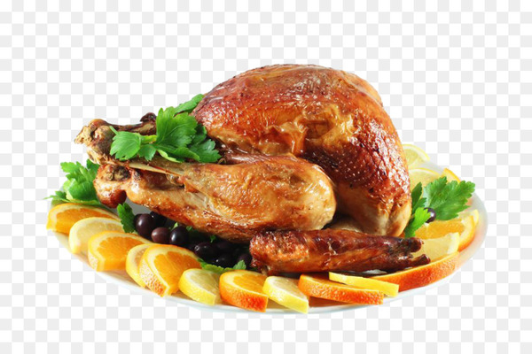 Hamburger Roast chicken French fries Barbecue Veggie burger - A Thanksgiving turkey dinner