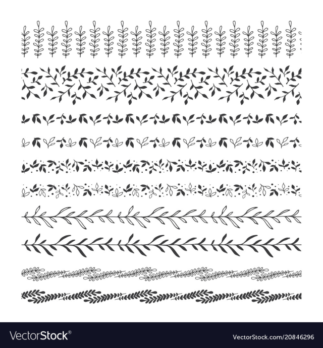 hand drawn floral leaf clip art borders dividers