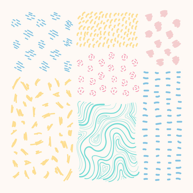 Hand drawn patterned design elements vector set