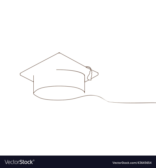 hand holding graduation cap line art