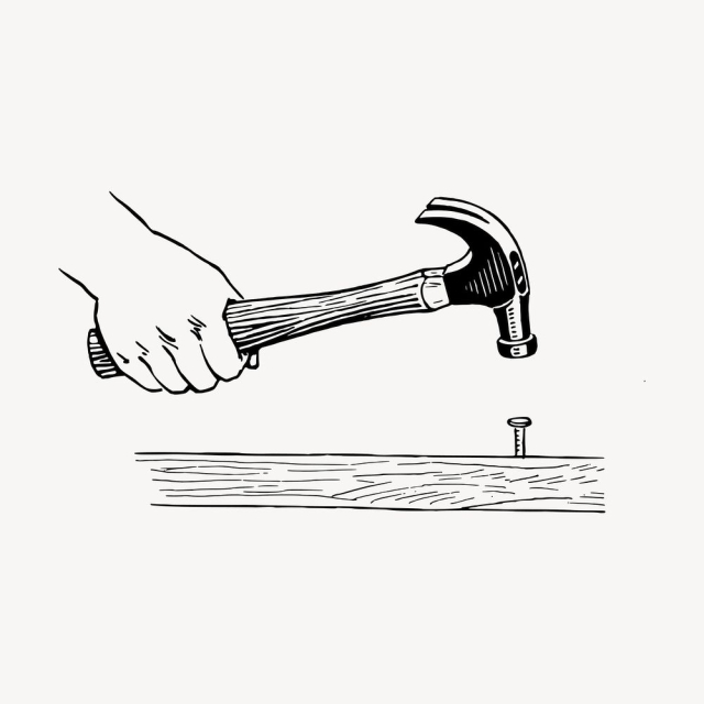 Hand holding hammer clipart, vintage | Free Vector - rawpixel