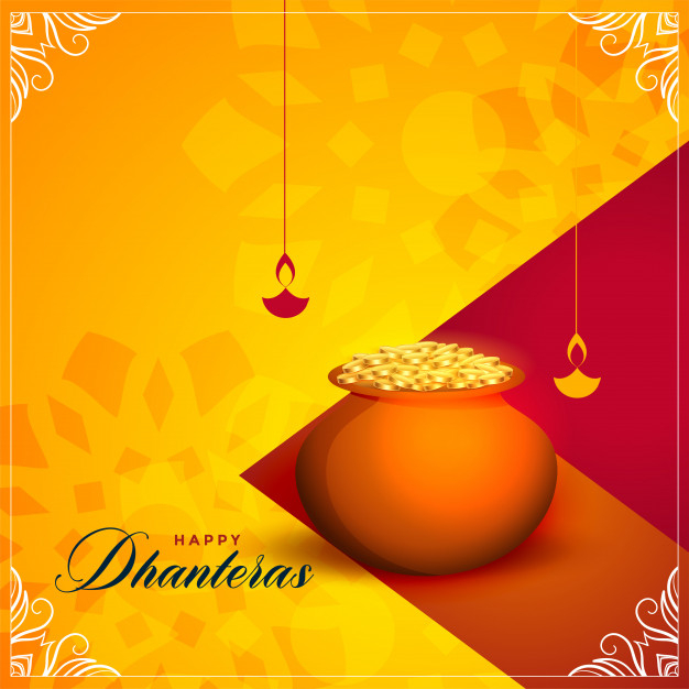 Happy dhanteras festival greeting card Free Vector