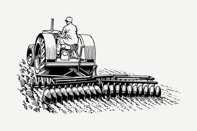 Harrow tractor drawing, vintage farming | Free PSD - rawpixel