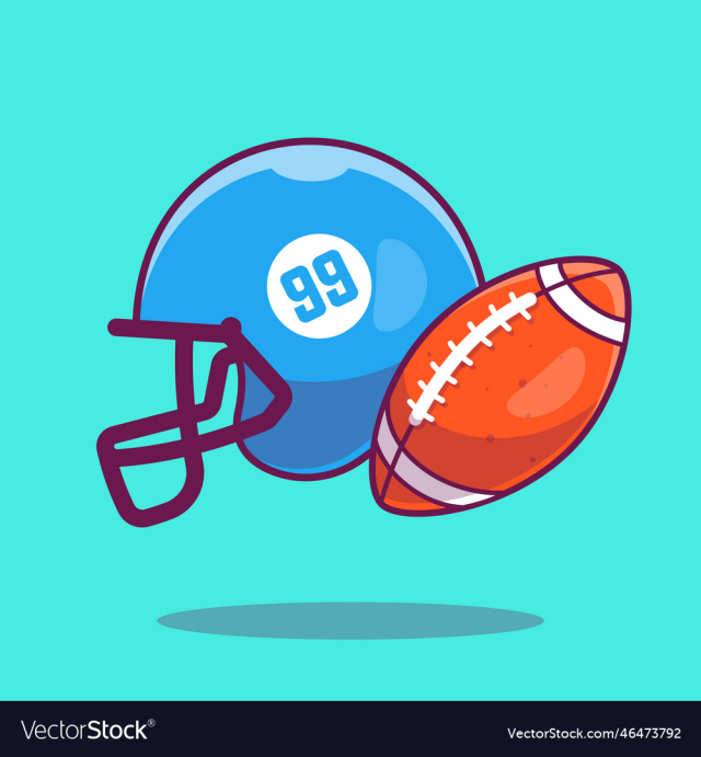 helmet and rugby ball cartoon