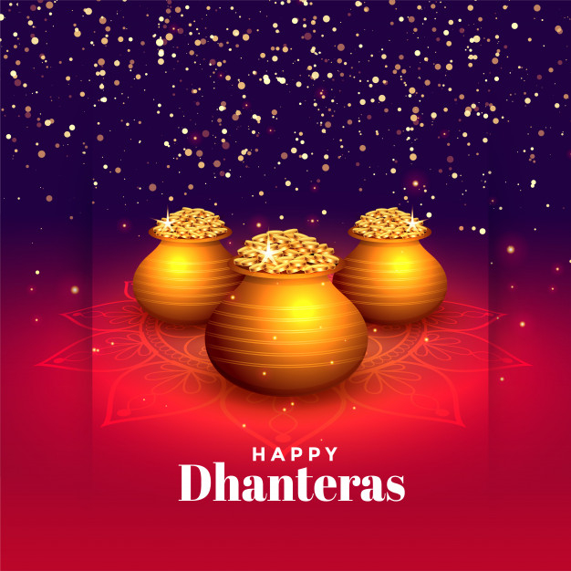 Hindu festival of happy dhanteras sparkle Free Vector