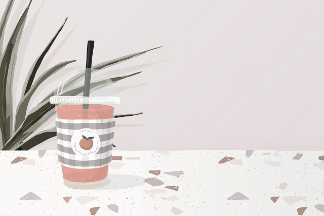 Iced tea background, pink terrazzo | Free PSD Illustration - rawpixel
