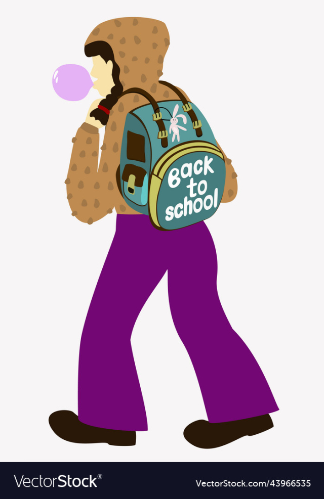 isolated of a girl going to school