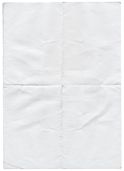 Isolated old white folded torn paper.
