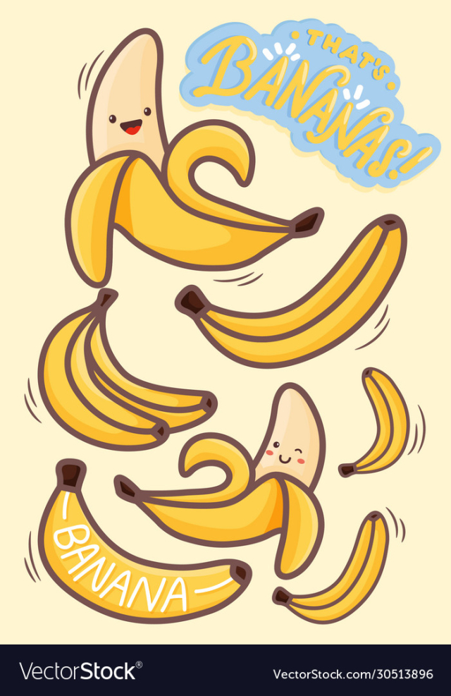 kawaii banana characters